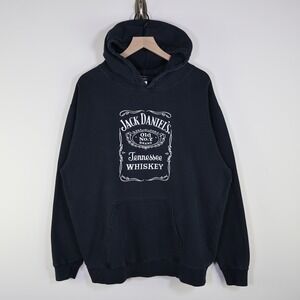 Jack Daniels Old No 7 Tennessee Whiskey Hoodie Mens XL Black Graphic Sweatshirt